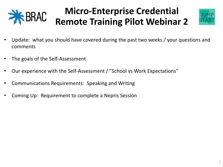 micro enterprise credential remote training pilot n.w