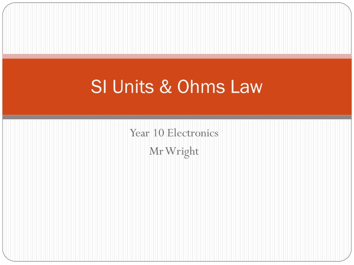 si units ohms law n.w