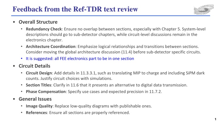 feedback from the ref tdr text review n.w