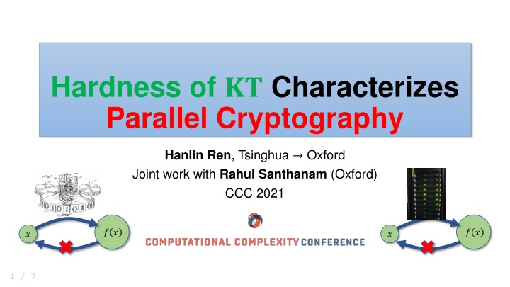 hardness of characterizes parallel cryptography n.w