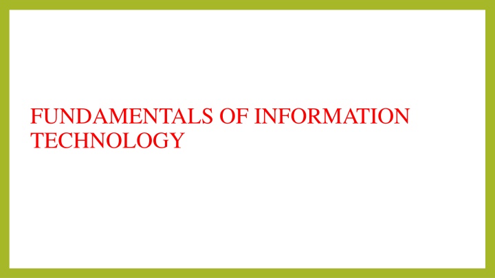 fundamentals of information technology n.w