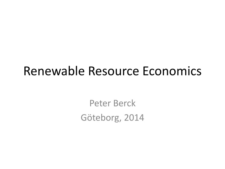 renewable resource economics n.w