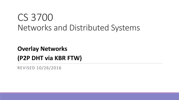 cs 3700 networks and distributed systems n.w