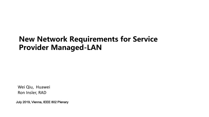 new network requirements for service provider n.w