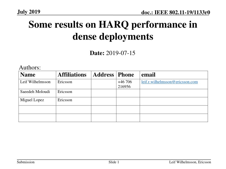 july 2019 some results on harq performance n.w