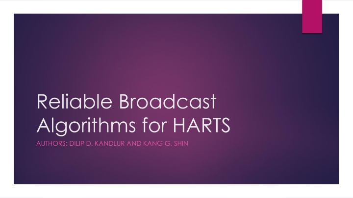 reliable broadcast algorithms for harts authors n.w