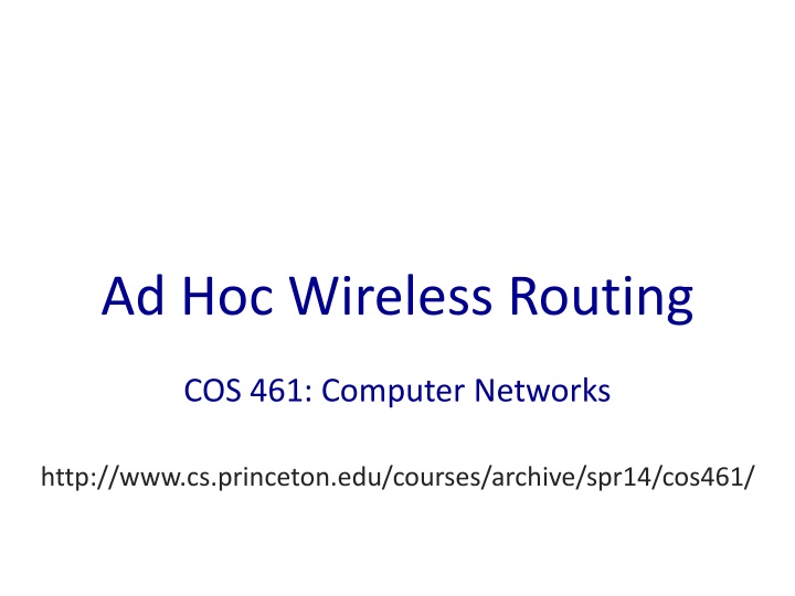 ad hoc wireless routing n.w
