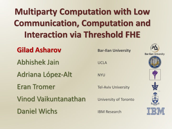 multiparty computation with low communication n.w