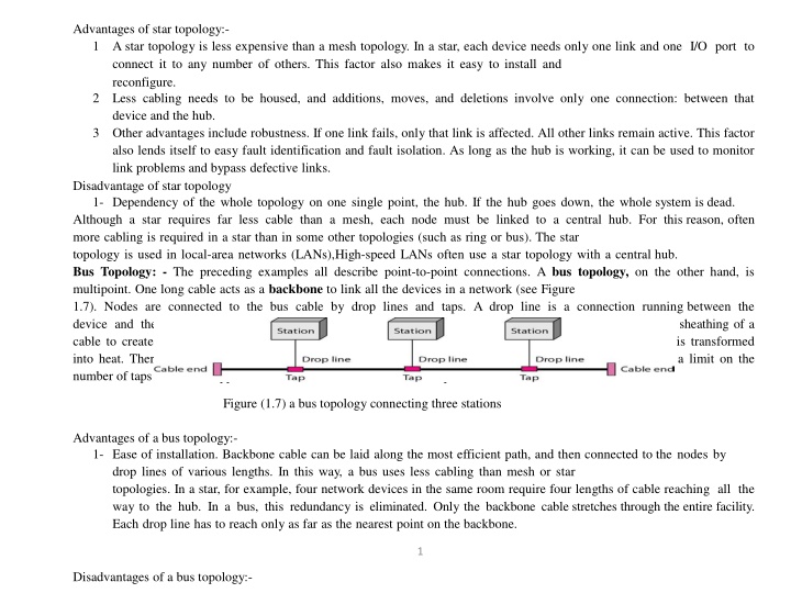advantages of star topology 1 a star topology n.w