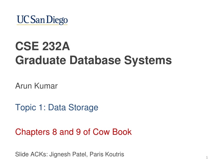 cse 232a graduate database systems n.w