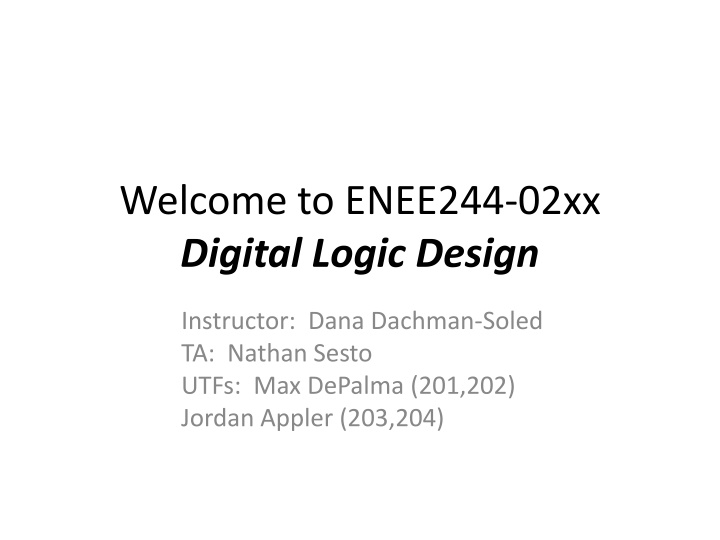 welcome to enee244 02xx digital logic design n.w