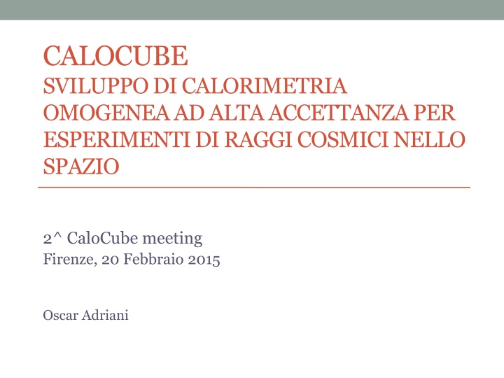 calocube sviluppodi calorimetria omogeneaad n.w