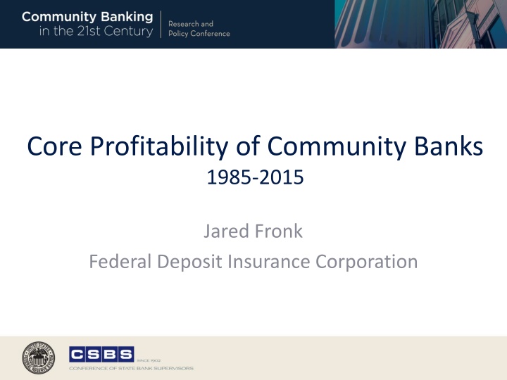 core profitability of community banks 1985 2015 n.w