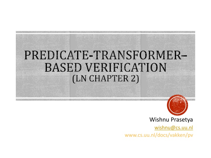 predicate transformer based verification n.w
