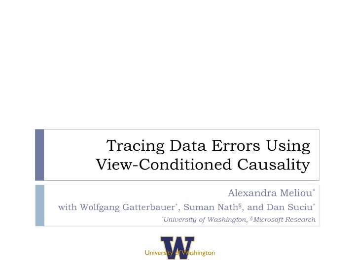 tracing data errors using view conditioned n.w