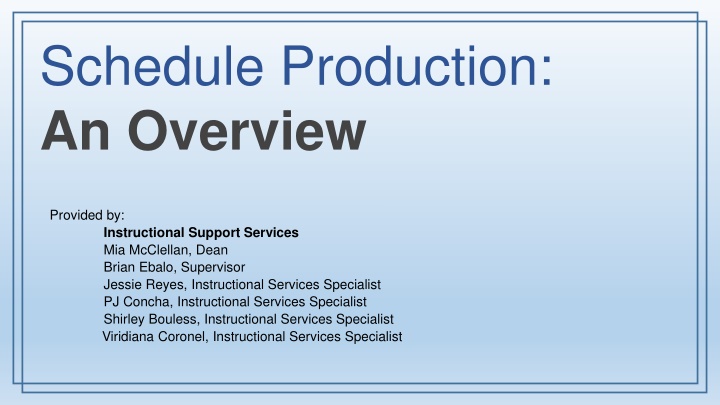 schedule production an overview n.w