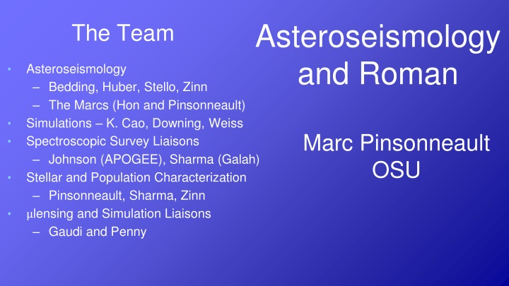 asteroseismology and roman n.w