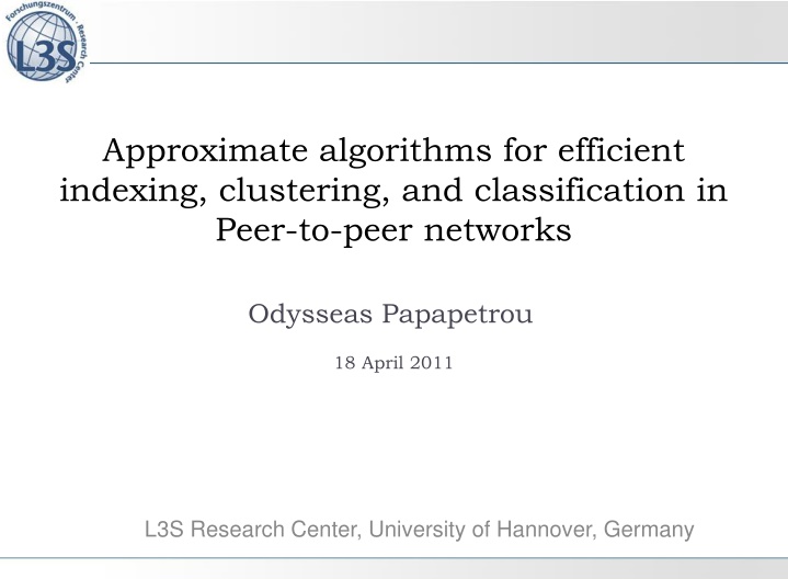 approximate algorithms for efficient indexing n.w