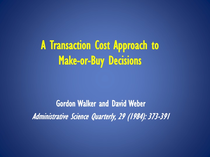 a transaction cost approach to a transaction cost n.w