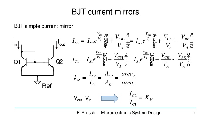 bjt current mirrors n.w