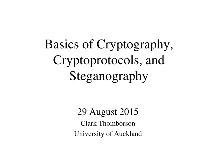 basics of cryptography cryptoprotocols n.w