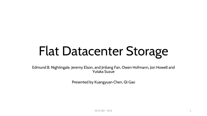 flat datacenter storage n.w