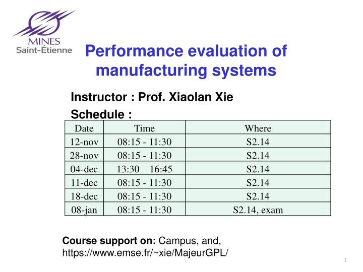 performance evaluation of manufacturing systems n.w