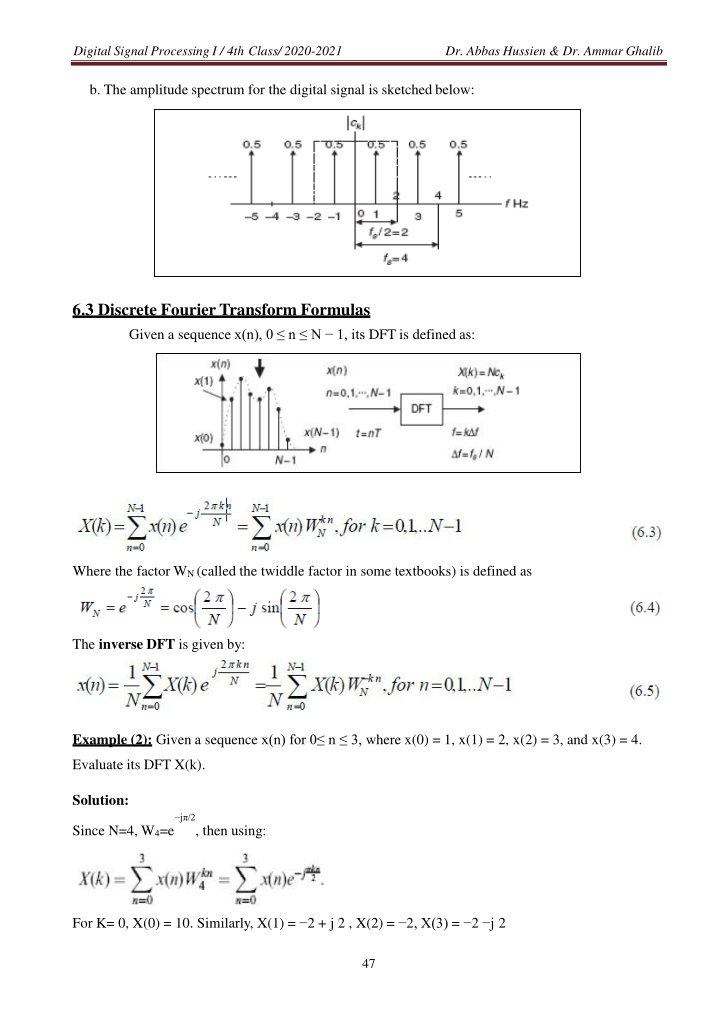 digital signal processing i 4th class 2020 2021 n.w