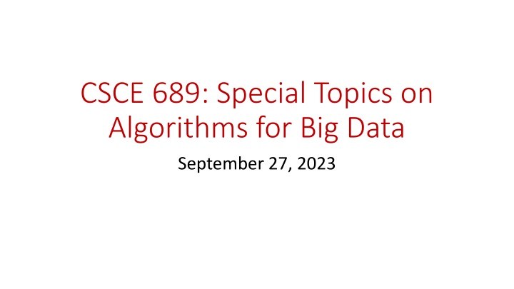csce 689 special topics on algorithms n.w