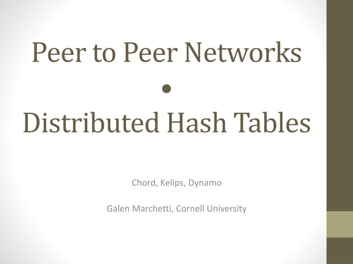 peer to peer networks distributed hash tables n.w