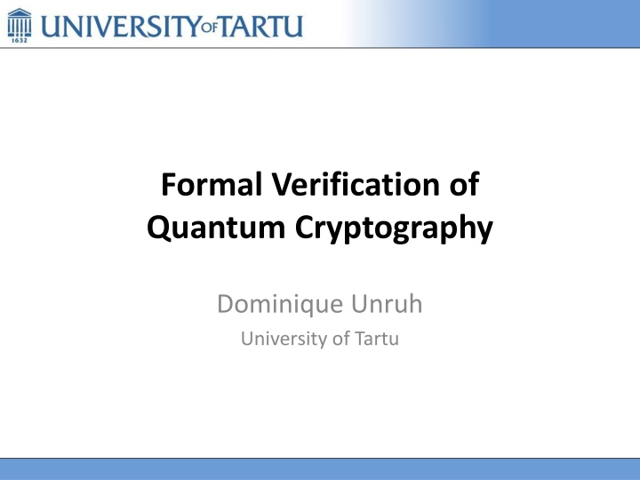formal verification of quantum cryptography n.w