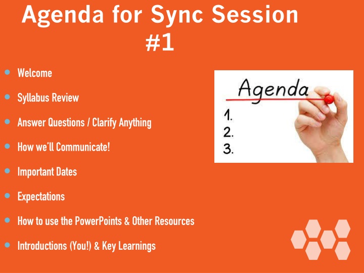 agenda for sync session 1 n.w