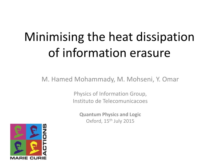 minimising the heat dissipation of information n.w