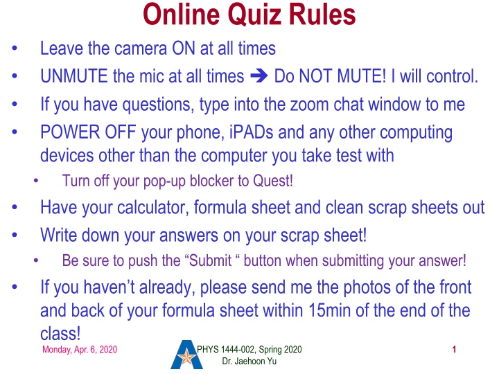 online quiz rules leave the camera n.w