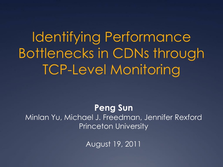 identifying performance bottlenecks in cdns n.w