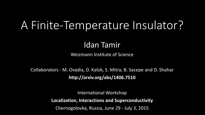 a finite temperature insulator n.w