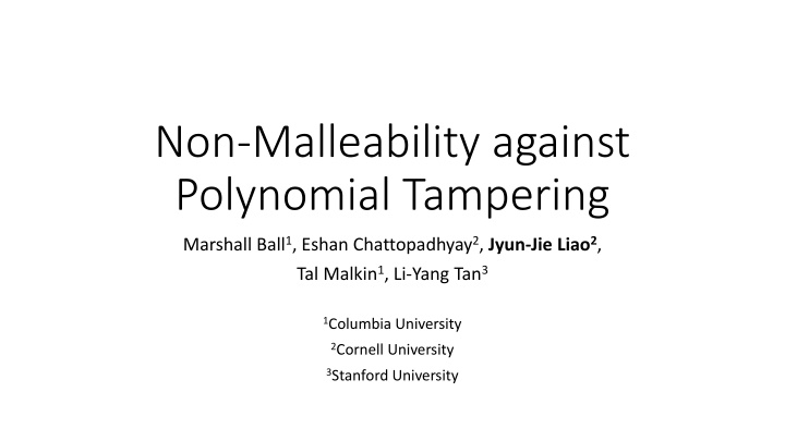 non malleability against polynomial tampering n.w