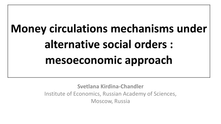 money circulations mechanisms under alternative n.w