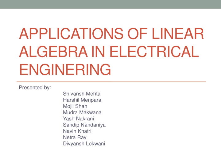 applications of linear algebra in electrical n.w