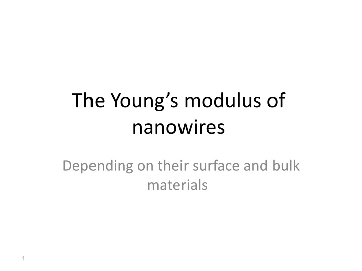 the young s modulus of nanowires n.w