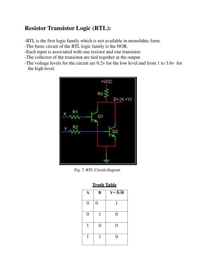 resistor transistor logic rtl n.w