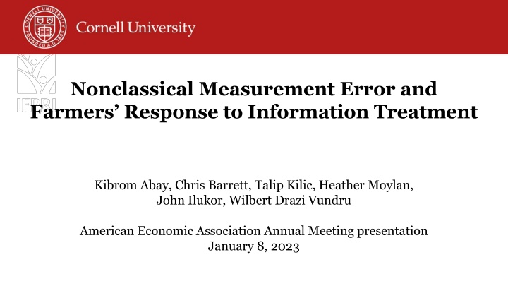 nonclassical measurement error and farmers n.w