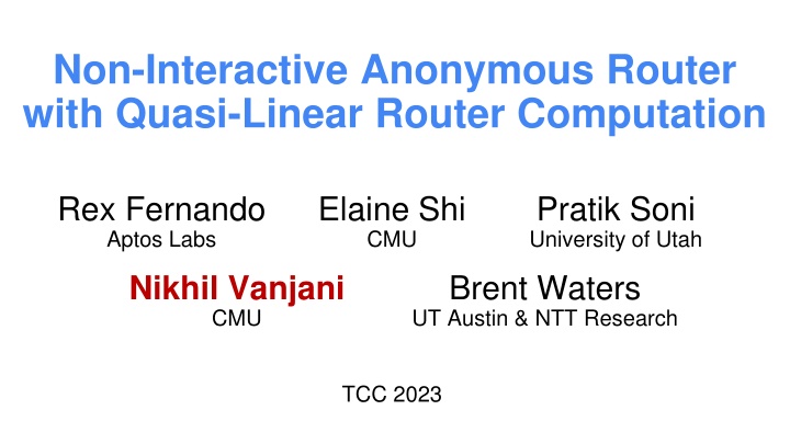 non interactive anonymous router with quasi n.w