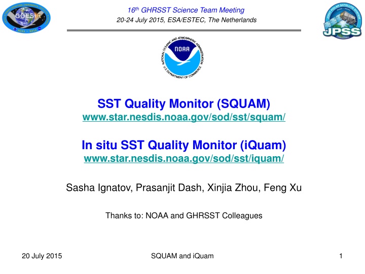 16 th ghrsst science team meeting 20 24 july 2015 n.w