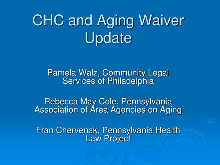 chc and aging waiver update n.w