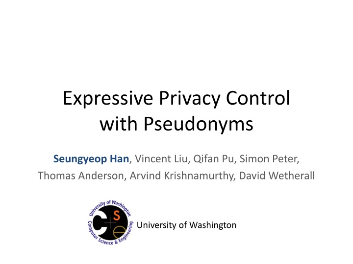 expressive privacy control with pseudonyms n.w