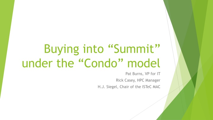 buying into summit under the condo model n.w