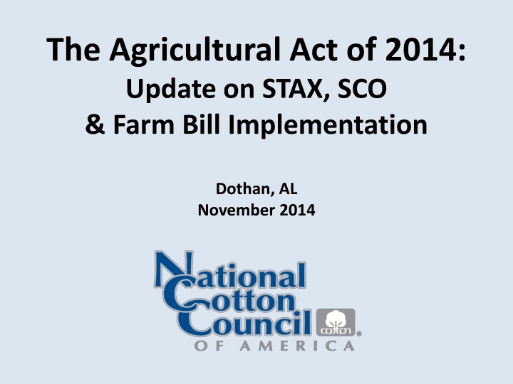 the agricultural act of 2014 update on stax n.w