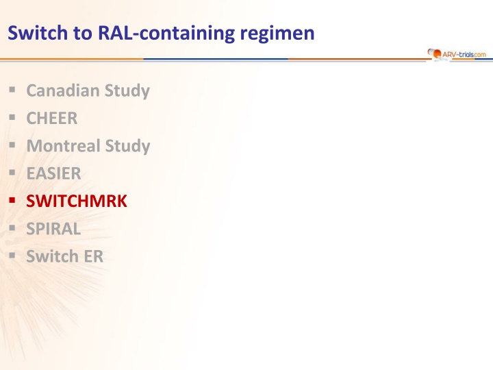 switch to ral containing regimen n.w