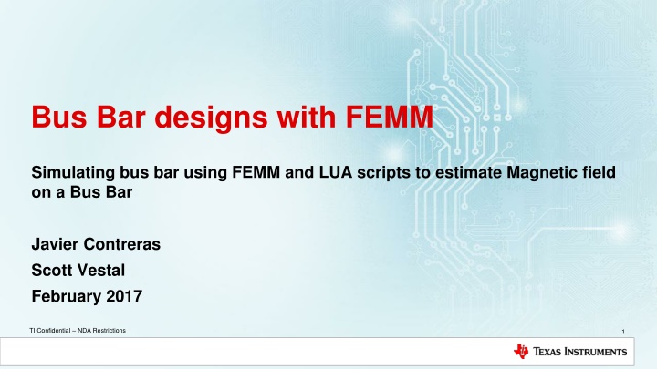 bus bar designs with femm n.w